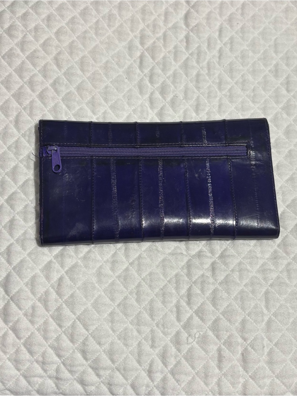 Vintage Genuine Eel Skin Wallet Dark Purple 4Lx7.25W Inches - Picture 3 of 7